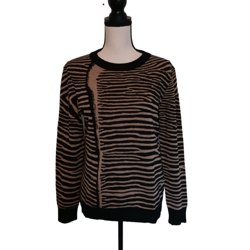 A.L.C. Cayero Zebra Print 100% Wool Knit Sweater